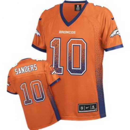 Nike Broncos #10 Emmanuel Sanders Orange Team Color Womens Stitched NFL Elite Drift Fashion Jersey
